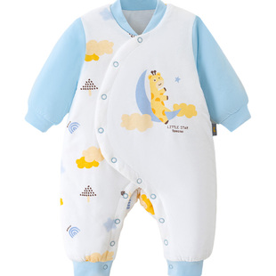 童泰婴儿夹棉连体衣宝宝冬季哈衣加厚外出棉服新生儿衣服冬装棉衣