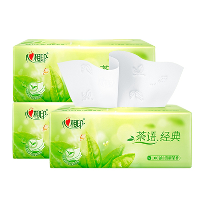 【U先】心相印茶香抽纸3大包清新淡香家用S码卫生纸巾整箱实惠装