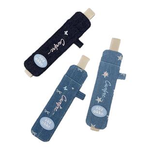 小白兔几韩系牛仔书本松紧绑带式笔袋ipad手写笔防丢保护套收纳包