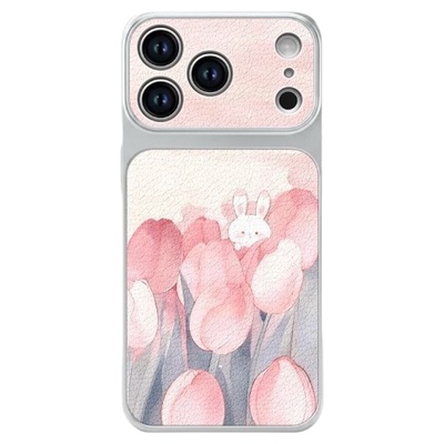 Tulip & Bunny Girly Stylish Shockproof Phone Case 适用 iPhone 17 Pro Max 16 15 Pro 14 13 12