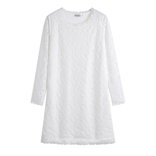 加绒加厚气质蕾丝连衣裙百搭打底裙秋冬新款中长款长袖保暖打底衫