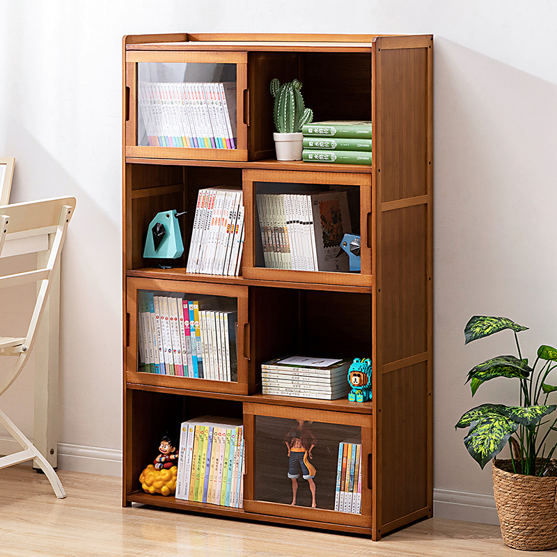 书架落地置物架书柜子家用儿童客厅实木简易卧室展示柜靠墙杂物柜