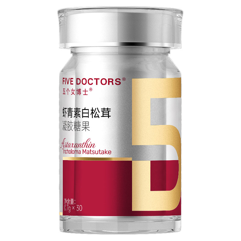 五个女博士虾青素口服胶囊天然雨生红球藻金顶侧耳白松茸