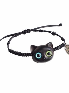 招财小萌猫手链黑檀木纳福可爱