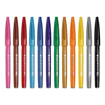 日本pentel派通TOUCH秀丽笔彩色Brush专用手账贺卡柔绘笔书信签字笔旗舰店SES15C字帖花体英文彩绘手绘软头笔