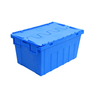 加厚斜插箱运输带盖堆叠长方形物流箱配送储物箱超市便利收纳箱