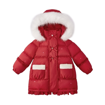 [抗菌远红外]女童羽绒服中长款秋冬宝宝加厚防风上衣儿童外套女款