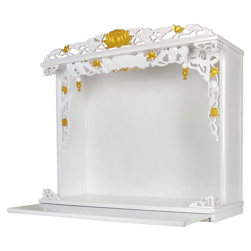 三圣壁挂式佛龛佛柜吊柜家用现代实木供台供桌神台神楼财神菩萨柜