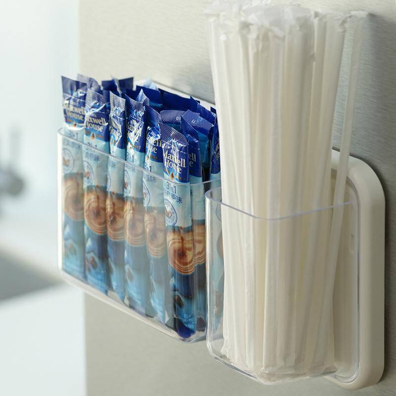 冰箱磁吸吸管收纳盒磁力壁挂置物架咖啡条盒子保鲜膜软管置物盒
