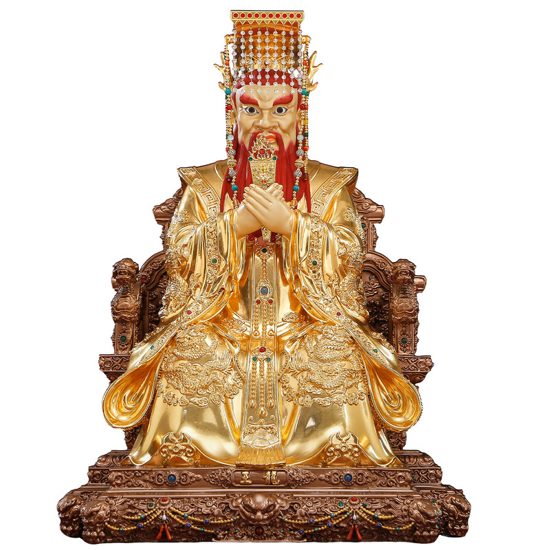 贴金镶宝龙王爷神像家用供奉摆件