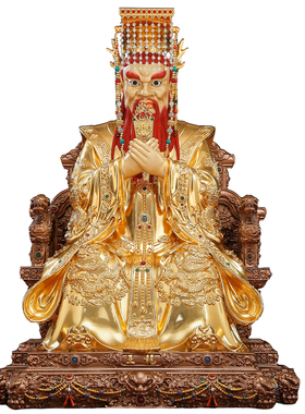 贴金镶宝龙王爷神像家用供奉摆件
