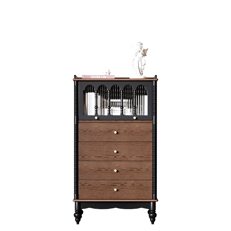 【新品】法式中古风全实木斗柜旁边柜美式复古卧室床头尾抽屉展示