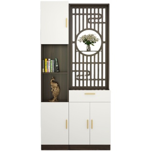 入户进门屏风隔断客厅简约现代实木正对大门双面玄关柜鞋柜一体架
