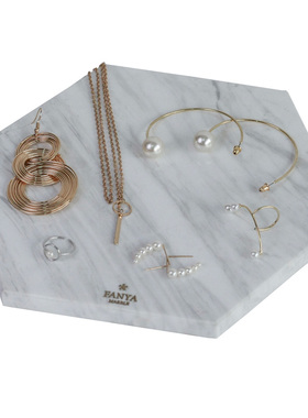 平板六角形垫盘点心首饰大理石