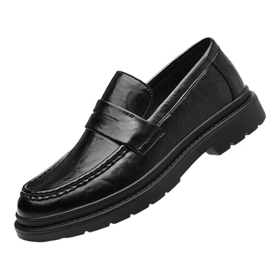 稻草人皮鞋真皮正装套脚商务潮流