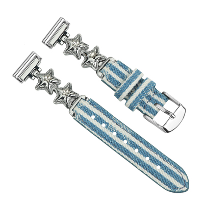 适配卡西欧SHEEN系列SHE-5010 5012女士金属接口拼接尼龙表带18mm