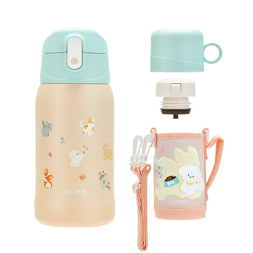 膳魔师儿童保温杯宝宝吸管杯直饮杯双盖上学专用大容量便携式水杯