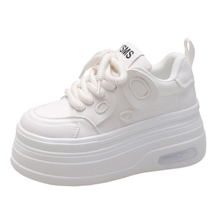 品牌撤柜真皮小个子内增高小白鞋女鞋加绒加厚保暖棉鞋防滑运动鞋