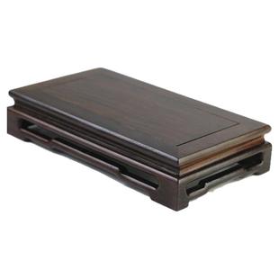 实木非洲黑檀正方摆件花瓶茶壶玉石新中式古典明式木托底座长方形