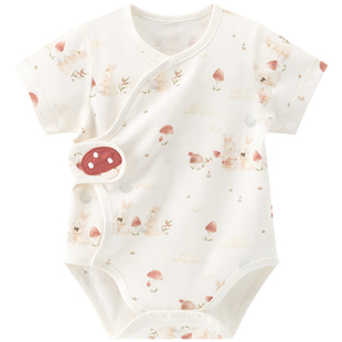 木生棉新生婴儿短袖连体包屁衣夏季薄款女宝宝纯棉三角哈衣服夏款