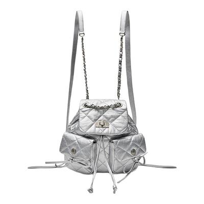 韩国新款宁宁同款菱格双肩包