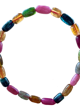 天然老矿碧玺随形手链情侣礼物女