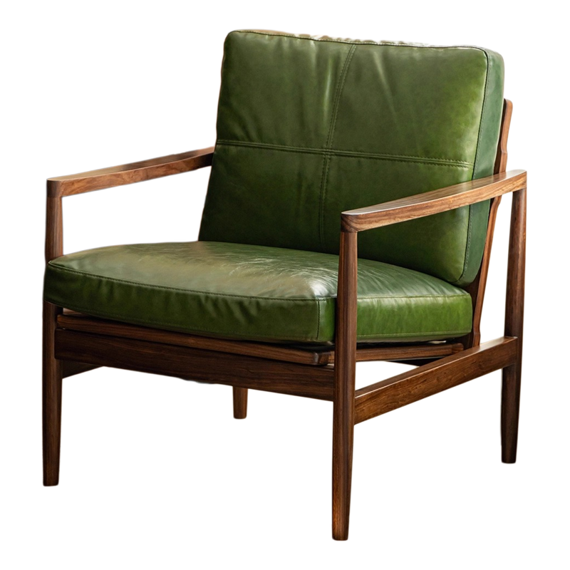 观见 单人主人沙发椅黑胡桃色实木设计师小户型客厅休闲真皮椅子