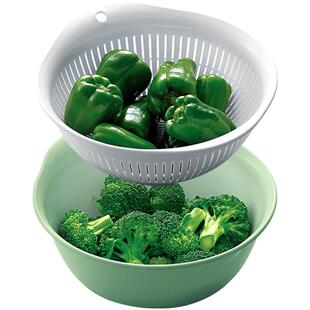 日本进口食品级抗菌耐高温洗菜盆双层多功能沥水篮厨房洗米水果篮