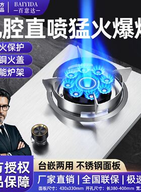 德国品牌猛火煤气灶单灶家用天然气液化气直喷大火力台嵌两用单炉