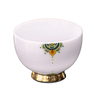 冰种玉瓷亮釉喜从天降品茗杯|高档白瓷小茶杯家用中式功夫茶具