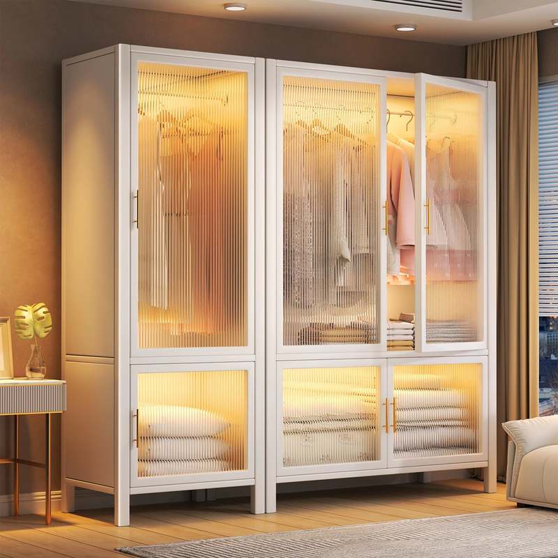 钢制衣柜卧室家用出租房用铁皮组合柜简易组装金属衣帽间衣橱收纳