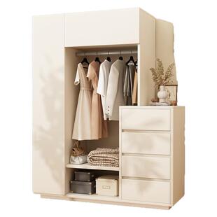 现代简约家用实木多功能卧室挂衣架斗柜一体衣帽间储物柜置物柜子