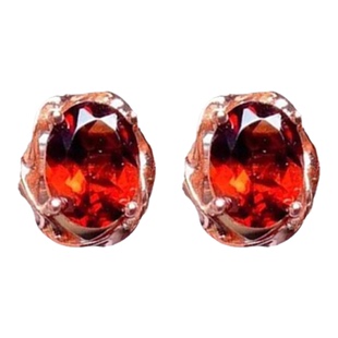 榴石耳钉晶体干净颜色好s925银镶切工火彩好 经典款玫瑰金色耳饰