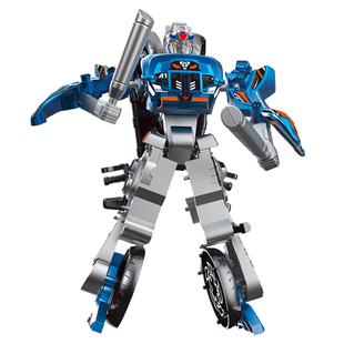 变形摩托车机器人玩具儿童机甲战士多关节可动人偶男孩3岁6新款2