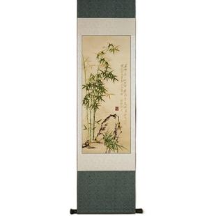 竹影清风南京云锦研究所非遗手工卷轴挂画高档玄关客厅书房装饰画