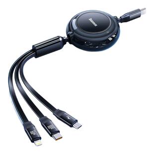 倍思PD100w三合一数据线typec充电线一拖三适用苹果17电脑15手机华为66w安卓三头16伸缩车载快充线多功能定制