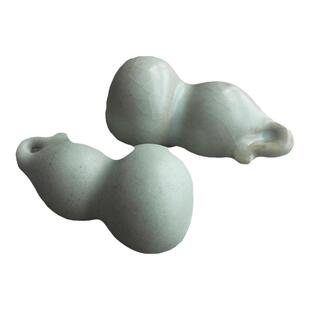 骛东制造 小葫芦陶瓷笔搁镇纸摆件文房四宝书法国画把玩件仿汝窑