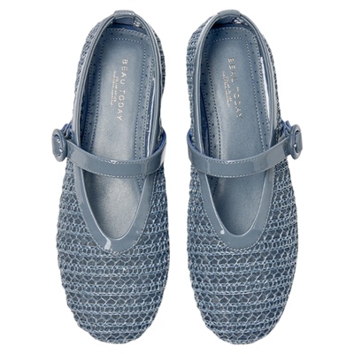 MESSRSDING编织玛丽珍单鞋一字扣