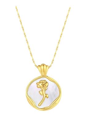 YUTU遇图玫瑰贝母项链女