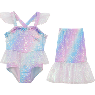 女童美人鱼尾巴泳衣夏季2026新款洋气儿童泳衣套装小女孩公主泳装