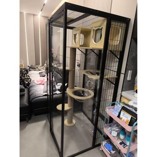 全景猫别墅家用室内豪华玻璃猫柜超大空间猫屋猫窝猫笼子实木