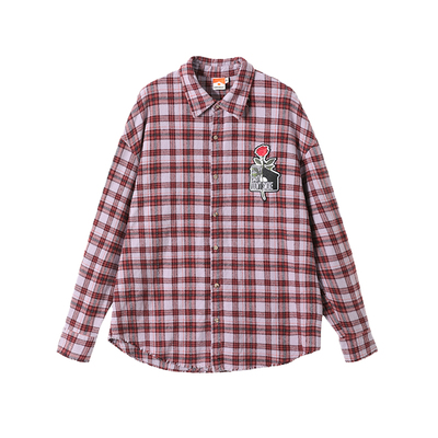 玫瑰花刺绣标破坏衬衫