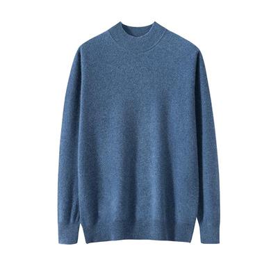 68支精纺半高领男100%纯山羊绒衫