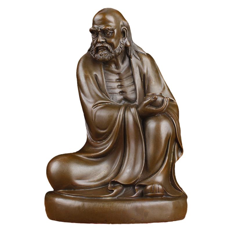黄铜达摩祖师像摆件禅宗达摩罗汉铜像家居客厅办公桌工艺品摆设