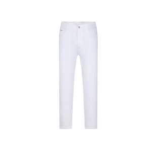 CavalliClass卡沃利棉质白色牛仔裤男春秋新款合体直筒休闲长裤子