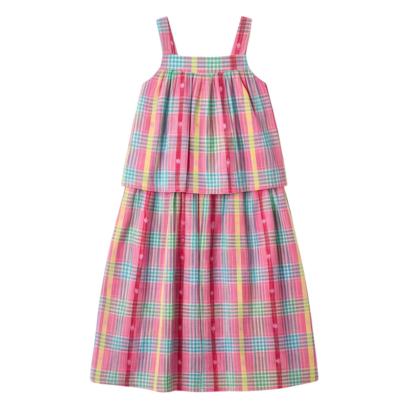 女童夏季爱心格子两件套宽松休闲