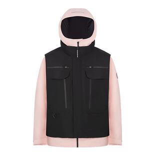 波司登女撞色拼接保暖舒适时尚连帽滑雪羽绒服一衣三穿带马甲