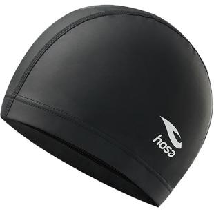 hosa浩沙泳帽布料纯色PU涂层游泳帽男女春夏新款专业长发防水护耳