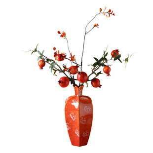 陶瓷石榴花瓶超好看客厅玄关过年喜庆摆件新中式陶罐插花器景德镇