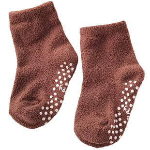 caras韩国儿童珊瑚绒袜子秋冬保暖睡眠宝宝防滑中筒袜地板袜婴儿